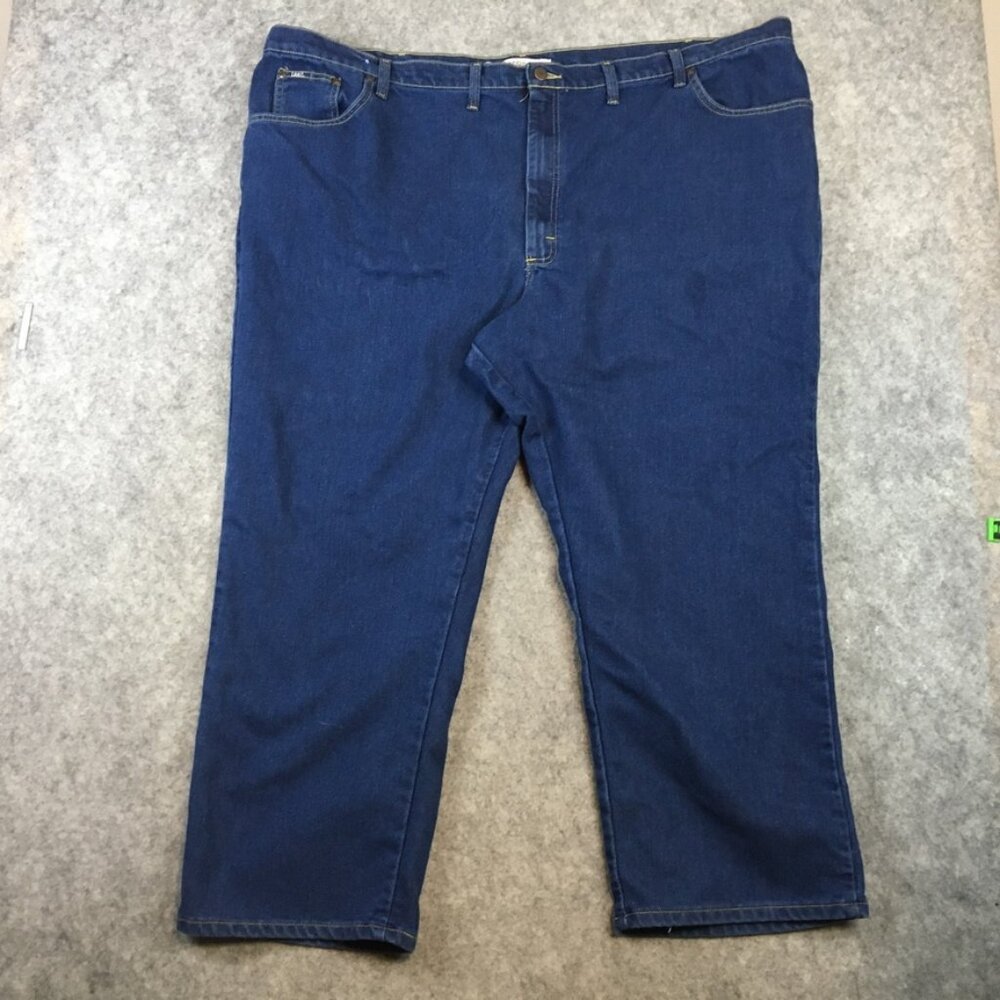 Lee Jeans 54x30 Regular Fit Medium Wash Solid Blue Cotton Blend Straight Leg